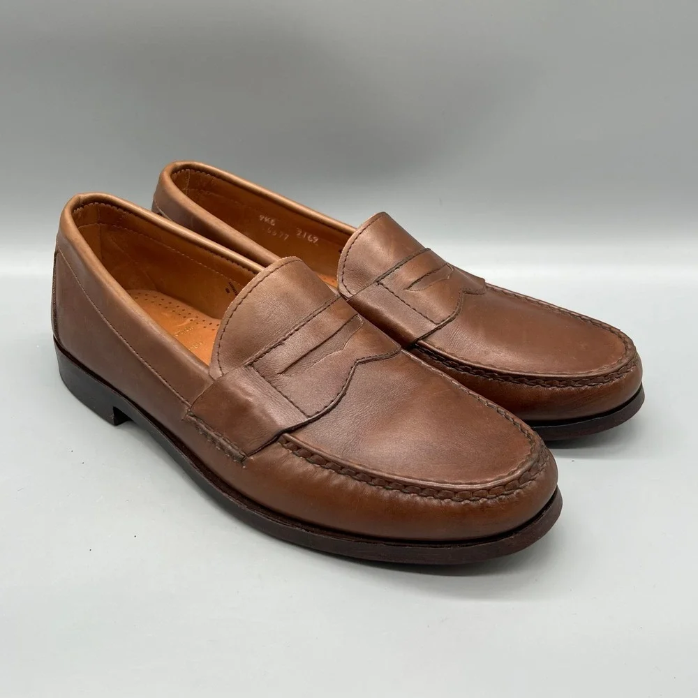 Allen Edmonds Penny Loafers Mens 9.5 Brown Leather Cavanaugh Dress Shoes Preppy